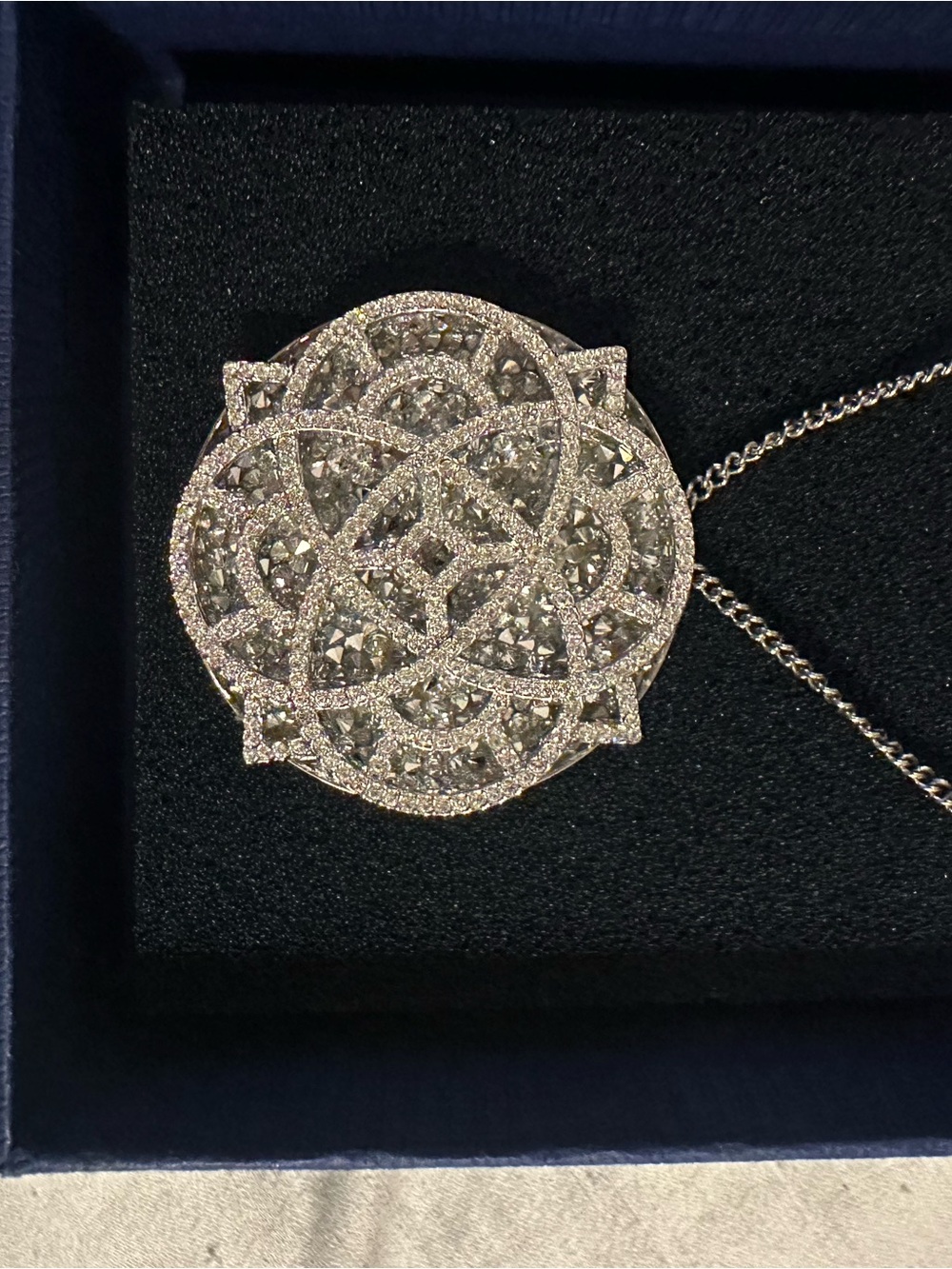 Silver-Tone Pave Floral Medallion Necklace by Swarovski